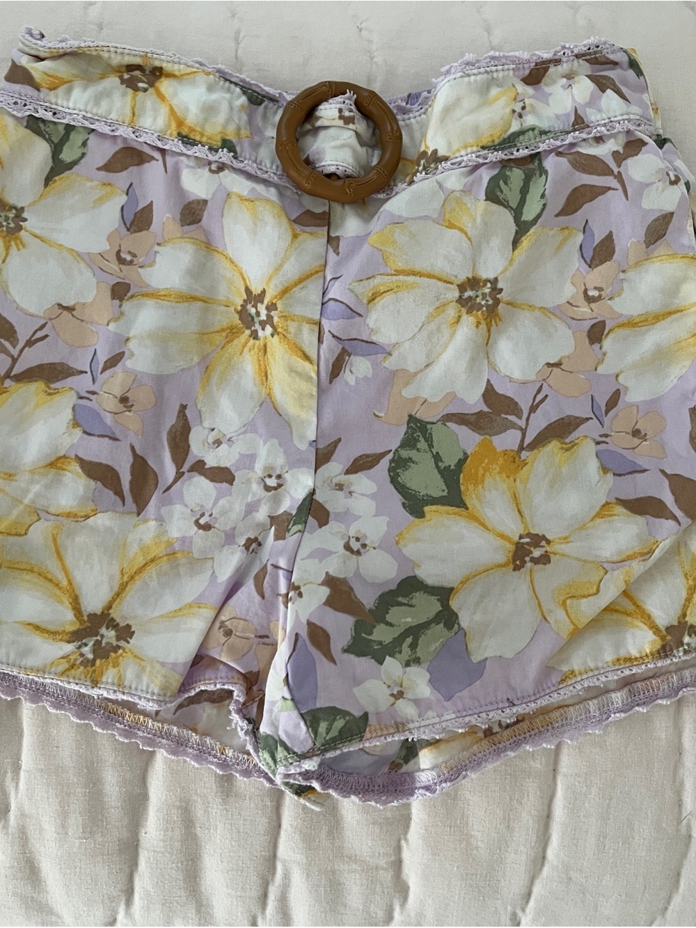 Janie and Jack Lavender Floral Shorts with Yellow & Green Accents